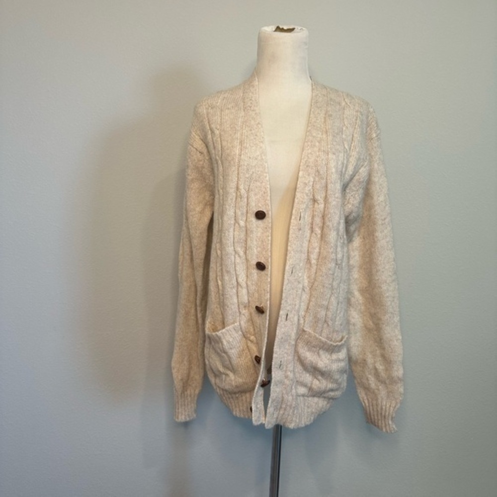 Sears Off-White Cardigan Sweater with Long Sleeves and wool blend SIZE LARGE